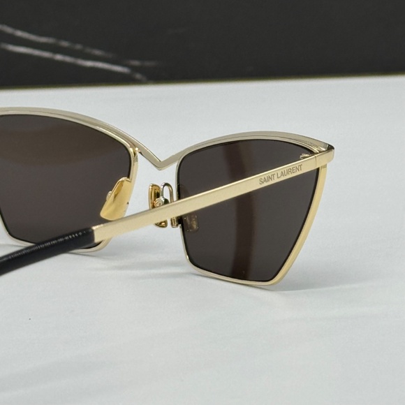 NEW SL637 003 SAINT LAURENT GOLD WOMEN SUNGLASSES SL 637 001 SAINT LAURENT - Picture 8 of 11